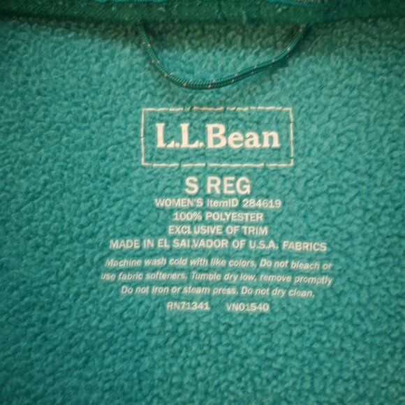 L.L. Bean Ladies Green Full Zip Fleece Jacket - Picture 3 of 11